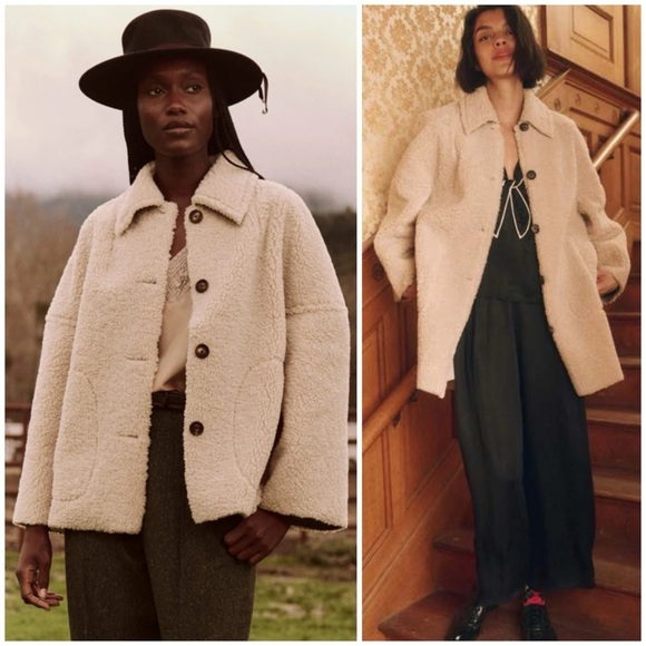 THE GREAT. Jackets & Blazers - The Great The Cropped Plush Car Coat in Malt SZ 2, M